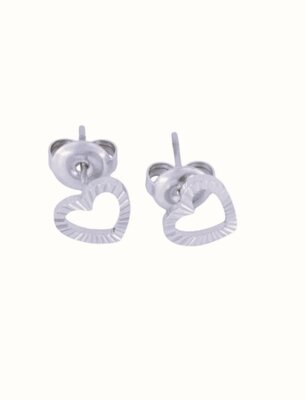Zusss oorbellen met structuur hartjes zilver