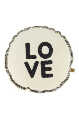 Zusss kussen rond love 45cm zand/antracietgrijs