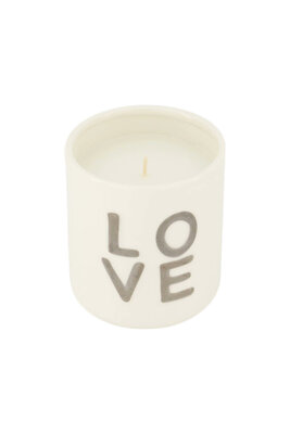 Zusss geurkaars keramiek Love wit zilver
