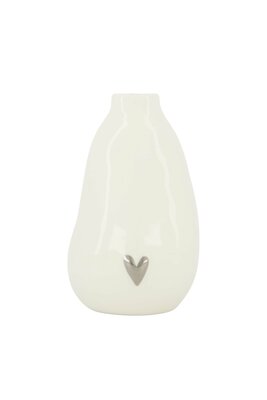 Zusss vaasje keramiek hartje wit/zilver
