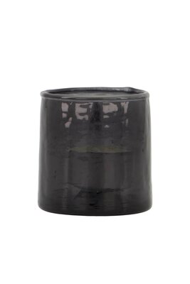 Zusss waxinelichthouder hammered glas S antracietgrijs