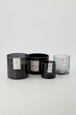 Zusss waxinelichthouder hammered glas M grijsblauw