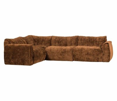 WOOOD Baggy Hoekbank Links 3D Chenille Middenbruin