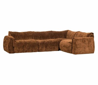 WOOOD Baggy Hoekbank Rechts 3D Chenille Middenbruin