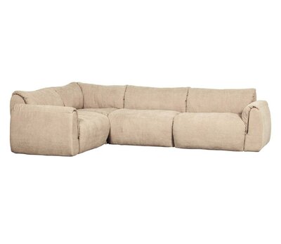 WOOOD Baggy Hoekbank Links Geweven Chenille Zand