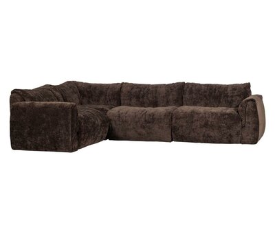WOOOD Baggy Hoekbank Links 3D Chenille Donkerbruin