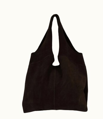 Zusss suede schoudertas chocoladebruin