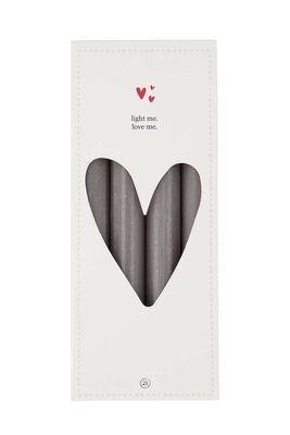 Zusss set van 4 rustieke kaarsen 20cm warm grijs