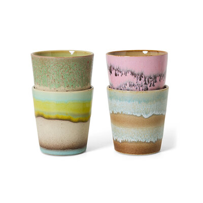 HKLIVING 70s ceramics coffee mugs pop art set of 4