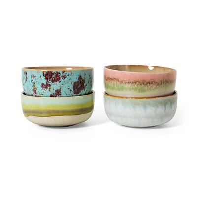 HKLIVING 70s ceramics Dessert Bowls Impression set of 4