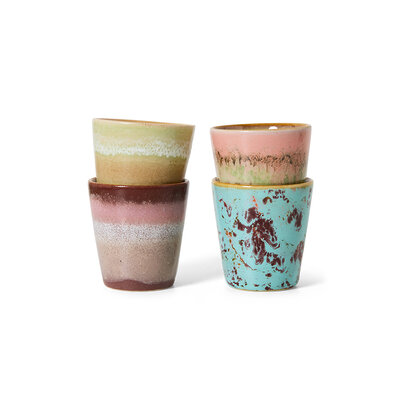 HKLIVING 70's ceramics Ristretto Mugs Futurism, Set Of 4