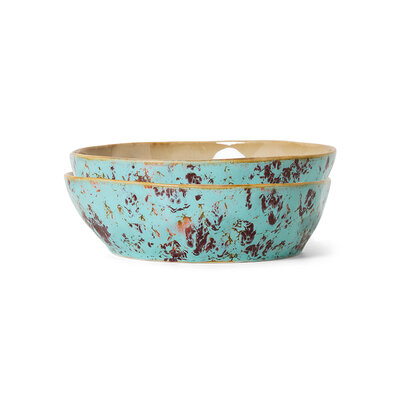 HKLIVING 70's ceramics Pasta Bowls Patina, Set Of 2