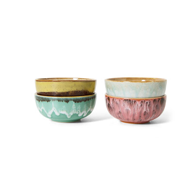 HKLIVING 70s Ceramics XS Bowls Modernist, Set Of 4