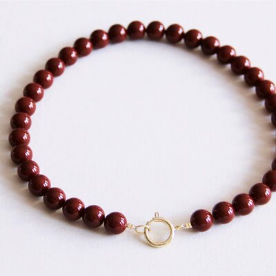 Bazou kralen ketting van natuursteen XL - burgundy