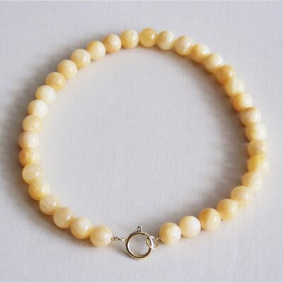 Bazou kralen ketting van natuursteen XL - butter yellow