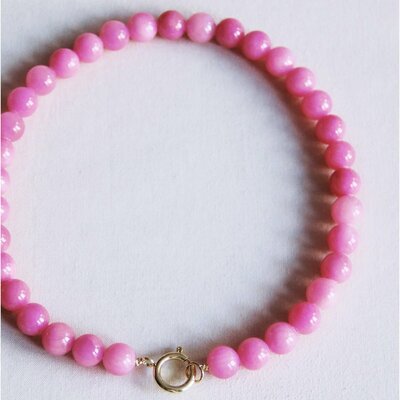 Bazou kralen ketting van natuursteen XL - fuchsia