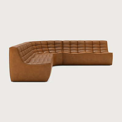 Ethnicraft N701 Modulaire Sofa Set Small Links Old Saddle