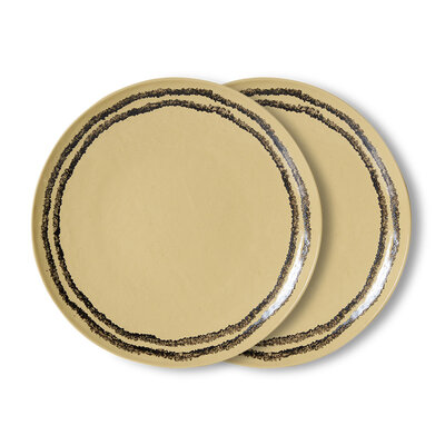 HKLIVING 70's ceramics Dinner Plates Vanilla, Set Of 2