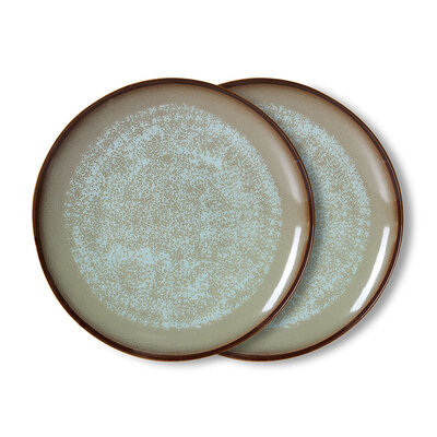 HKLIVING 70's ceramics Dinner Plates Contrast, Set Of 2