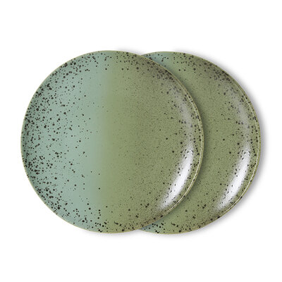 HKLIVING 70's ceramics Dinner Plates Fleck, Set Of 2