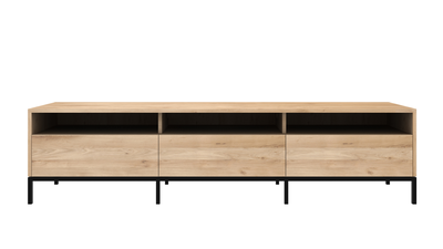 Ethnicraft oak Ligna black TV cupboard 3 drawers