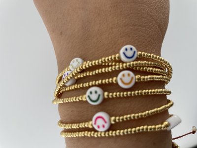 Joy's Label golden Smiley elastisch armbandje handmade