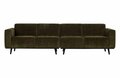 WOOOD Premium Statement 4-zits Bank 280 cm Platte Brede Rib Warm Groen